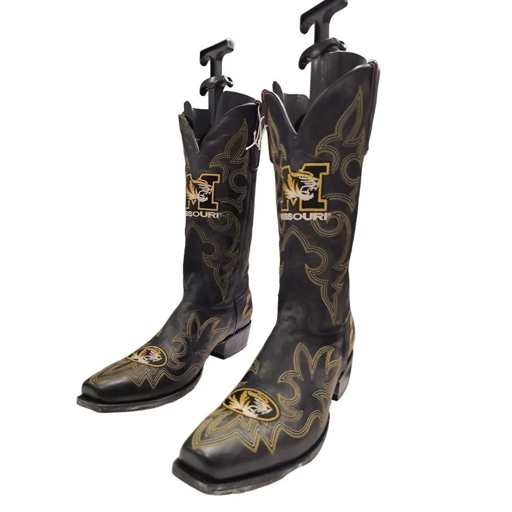 NCAA Missouri Tigers Men's Board Room Style Boots NWT Embroidered Men's Sz 10.5D